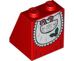 Slope 65 2 x 2 x 2 with Bottom Tube with Minifigure Dress/Skirt/Robe, Apron with Candy Canes in Pocket Pattern
