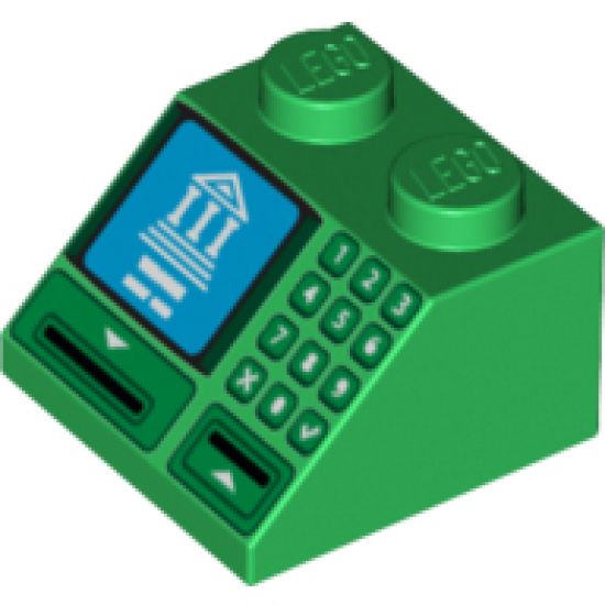 Slope 45 2 x 2 with Building on Blue Screen, Card Slot and Keypad Pattern