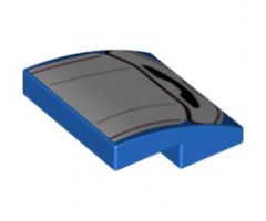 Slope, Curved 2 x 2 x 2/3 with White Seat Back Cushion with Black Panel and Red Lines Pattern