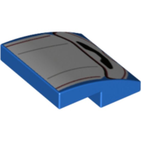 Slope, Curved 2 x 2 x 2/3 with White Seat Back Cushion with Black Panel and Red Lines Pattern