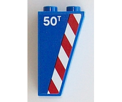 Slope, Inverted 75 2 x 1 x 3 with '50T' and Red and White Danger Stripes Pattern Model Left Side (Sticker) - Set 60098
