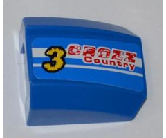 Slope, Curved 2 x 2 Lip with Yellow Number '3', 'CROZZ Country' and 2 White Lines Pattern Model Right Side (Sticker) - Set 8126