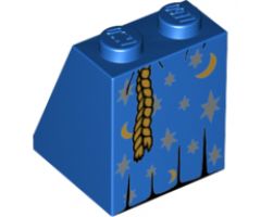 Slope 65 2 x 2 x 2 with Bottom Tube with Minifigure Dress/Skirt/Robe, Moons, Stars and Rope Belt Pattern