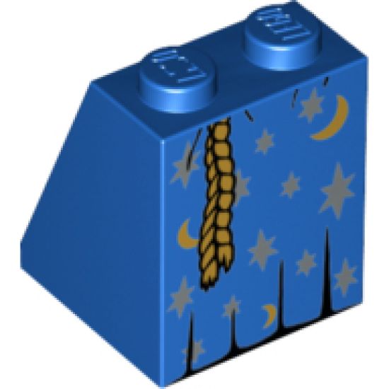 Slope 65 2 x 2 x 2 with Bottom Tube with Minifigure Dress/Skirt/Robe, Moons, Stars and Rope Belt Pattern