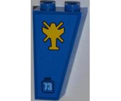 Slope, Inverted 75 2 x 1 x 3 with Helicopter Outline, 'NABII' and Light Blue '73' Pattern Model Left Side (Sticker) - Set 7067