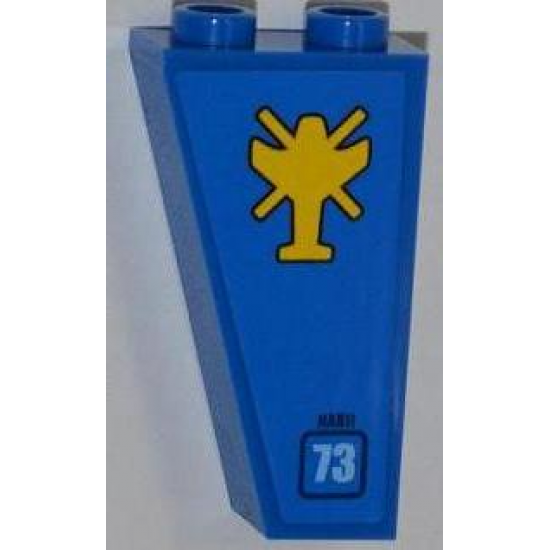 Slope, Inverted 75 2 x 1 x 3 with Helicopter Outline, 'NABII' and Light Blue '73' Pattern Model Right Side (Sticker) - Set 7067