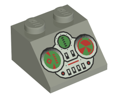 Slope 45 2 x 2 with Green and Light Gray Controls Pattern