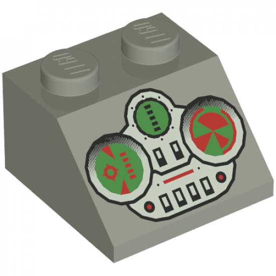 Slope 45 2 x 2 with Green and Light Gray Controls Pattern