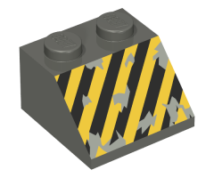 Slope 45 2 x 2 with Black and Yellow Danger Stripes Pattern