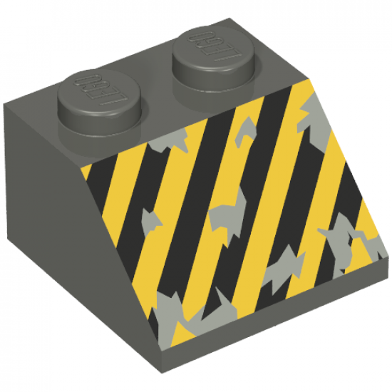 Slope 45 2 x 2 with Black and Yellow Danger Stripes Pattern