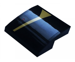 Slope, Curved 2 x 2 with Gold Stripe and Red Dot Pattern Model Left Side (Sticker) - Set 76899