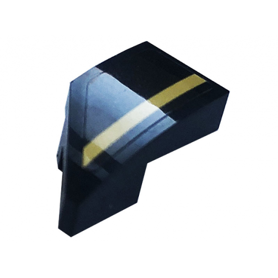 Wedge 2 x 1 with Stud Notch Right with Gold Stripe Pattern (Sticker) - Set 76899