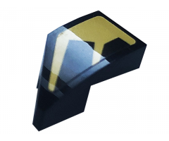 Wedge 2 x 1 with Stud Notch Right with Gold Stripes Pattern (Sticker) - Set 76899