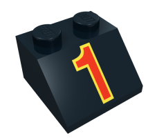 Slope 45 2 x 2 with Red Number 1 and Yellow Trim Pattern