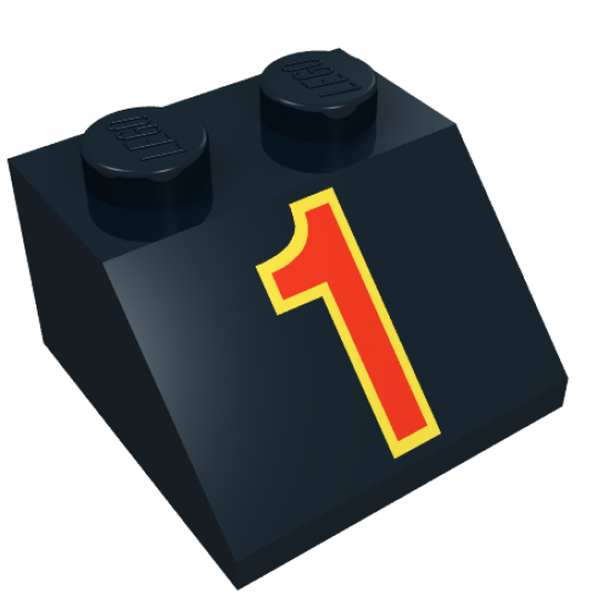 Slope 45 2 x 2 with Red Number 1 and Yellow Trim Pattern