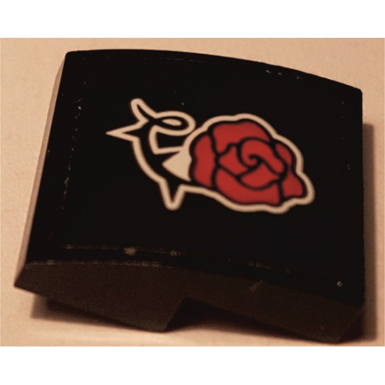 Slope, Curved 2 x 2 x 2/3 with Red Rose Pattern (Sticker) - Set 41352