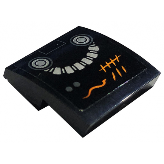 Slope, Curved 2 x 2 x 2/3 with Orange Tally Marks and Silver Hose Pattern Model Right Side (Sticker) - Set 71736