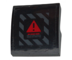 Slope, Curved 2 x 2 x 2/3 with Red Warning Triangle on Dark Bluish Gray Danger Stripes Pattern (Sticker) - Set 70923