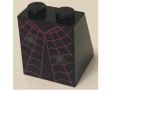 Slope 65 2 x 2 x 2 with Bottom Tube with Minifigure Dress/Skirt/Robe, Magenta Spider Web and 2 Dark Bluish Gray Spiders Pattern