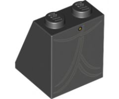 Slope 65 2 x 2 x 2 with Bottom Tube with Minifigure Dress/Skirt/Robe, Gold Button and Dark Bluish Gray Trim Pattern