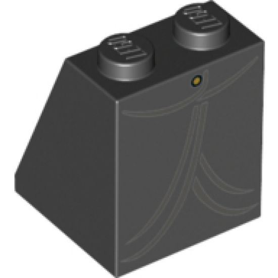 Slope 65 2 x 2 x 2 with Bottom Tube with Minifigure Dress/Skirt/Robe, Gold Button and Dark Bluish Gray Trim Pattern