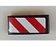 Slope, Curved 2 x 1 with Red and White Danger Stripes (Red and White Corners) Pattern Model Left Side (Sticker) - Sets 60081 / 60083 / 60107