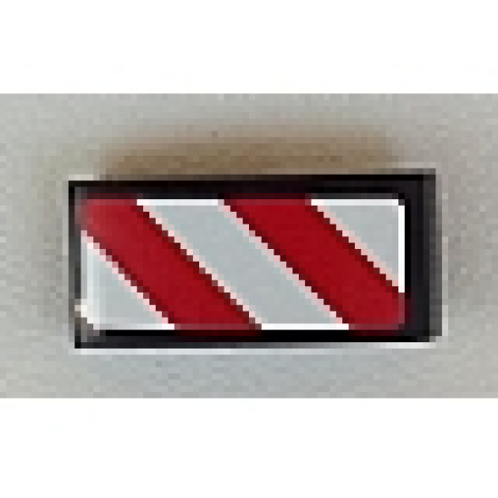 Slope, Curved 2 x 1 with Red and White Danger Stripes (Red and White Corners) Pattern Model Left Side (Sticker) - Sets 60081 / 60083 / 60107