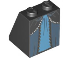 Slope 65 2 x 2 x 2 with Bottom Tube with Minifigure Dress/Skirt/Robe, Layered with Light Blue Panel Pattern