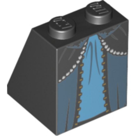 Slope 65 2 x 2 x 2 with Bottom Tube with Minifigure Dress/Skirt/Robe, Layered with Light Blue Panel Pattern
