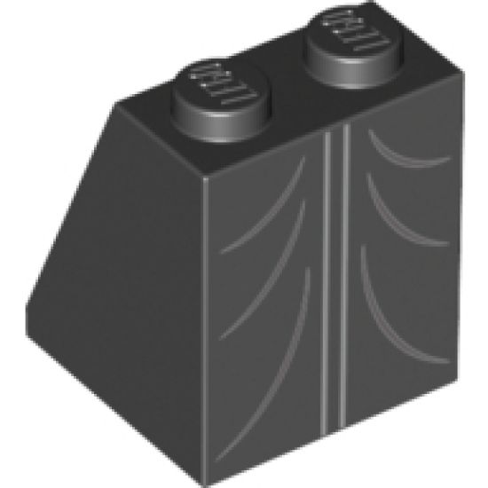 Slope 65 2 x 2 x 2 with Bottom Tube with Minifigure Dress/Skirt/Robe, Silver Vertical Lines and Curved Folds Pattern
