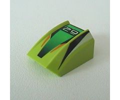 Slope, Curved 2 x 2 Lip with '29', Green/Black Stripes Pattern