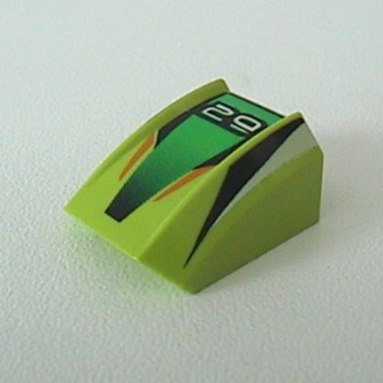 Slope, Curved 2 x 2 Lip with '29', Green/Black Stripes Pattern