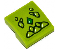 Slope, Curved 2 x 2 with Lime and Green Geometric Dragon Scales Pattern (Sticker) - Set 41176