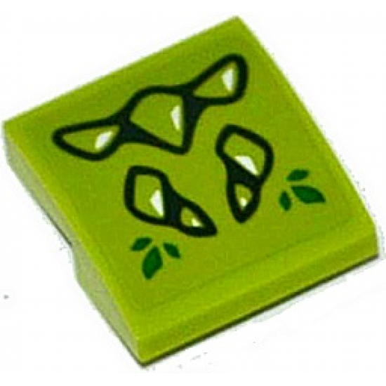 Slope, Curved 2 x 2 with Lime Geometric Dragon Scales Pattern (Sticker) - Set 41176