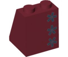 Slope 65 2 x 2 x 2 with Bottom Tube with Minifigure Dress/Skirt/Robe, Kimono with Three Black Flowers Pattern