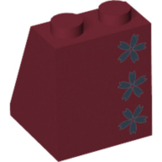 Slope 65 2 x 2 x 2 with Bottom Tube with Minifigure Dress/Skirt/Robe, Kimono with Three Black Flowers Pattern