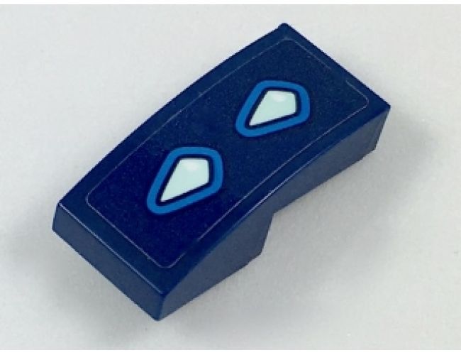 Slope, Curved 2 x 1 with Dark Azure and Light Aqua Dragon Tail Scales Pattern (Sticker) - Set 41187