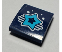 Slope, Curved 2 x 2 x 2/3 with Medium Azure Star with Cutout, White Little Stars Pattern (Sticker) - Set 41364