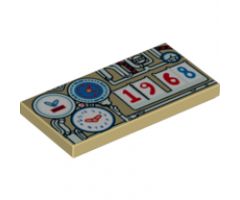 Tile 2 x 4 with Pipes, Gauges, Clocks and '1968' Pattern