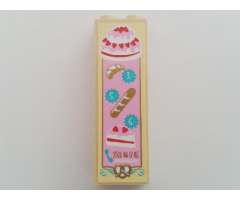 Brick 1 x 2 x 5 with Cakes, Bread and Croissant Pattern (Sticker) - Set 41006