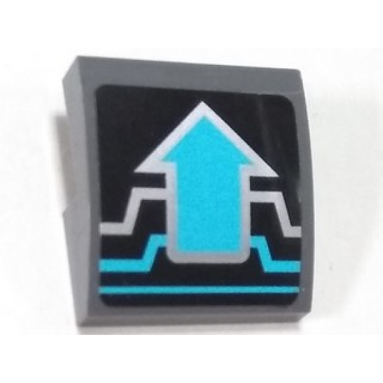 Slope, Curved 2 x 2 with Silver and Medium Azure Circuitry and Arrow Pattern (Sticker) - Set 70165