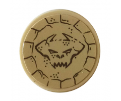 Tile, Round 2 x 2 with Bottom Stud Holder with Demon Head in Carved Stone Pattern (Sticker) - Set 76056