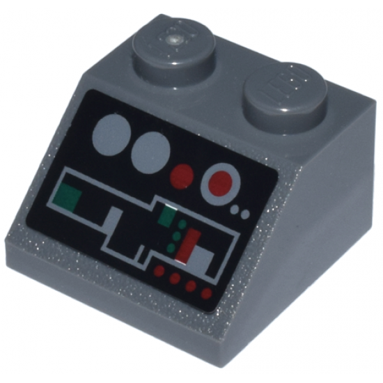 Slope 45 2 x 2 with Red and Gray and Green Buttons and Controls Pattern (Sticker) - Set 8088