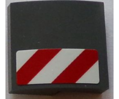 Slope, Curved 2 x 2 with Red and White Danger Stripes Pattern Model Right Side (Sticker) - Set 60073