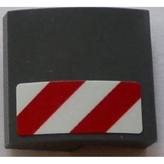 Slope, Curved 2 x 2 with Red and White Danger Stripes Pattern Model Right Side (Sticker) - Set 60073