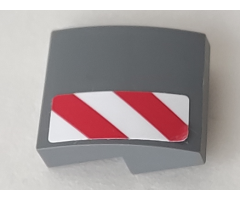 Slope, Curved 2 x 2 with Red and White Danger Stripes Pattern Model Left Side (Sticker) - Set 60073