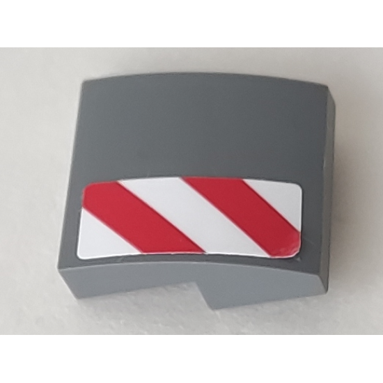 Slope, Curved 2 x 2 with Red and White Danger Stripes Pattern Model Left Side (Sticker) - Set 60073