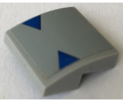 Slope, Curved 2 x 2 with Two Blue Triangles on Light Bluish Gray Background Pattern (Sticker) - Set 75150