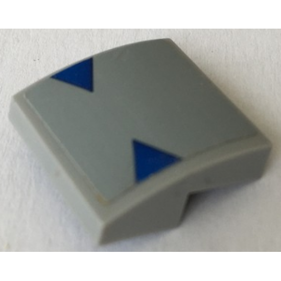 Slope, Curved 2 x 2 with Two Blue Triangles on Light Bluish Gray Background Pattern (Sticker) - Set 75150