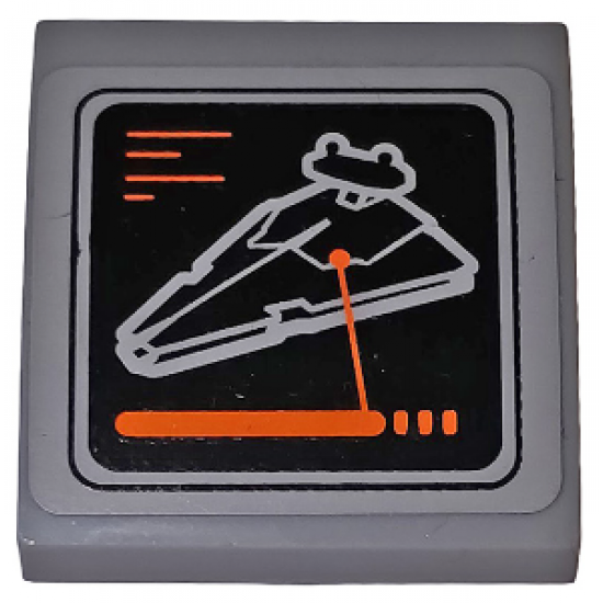 Slope, Curved 2 x 2 with SW Monitor Showing Imperial Star Destroyer Pattern (Sticker) - Set 75098